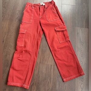 UO BDG skate cargo wide leg jeans in rust red
